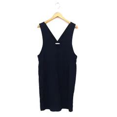 イッカ ikka Vネック ワンピース Iライン ロング スリット ノースリーブ 無地 L 黒 ブラック /NT12