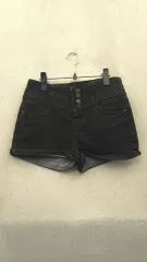 355 ABルック ブラックデニム ハイウエスト ショートパンツ M