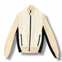 国内正規 MONCLER TRICOT CARDIGAN 中綿ニット切替ジップブルゾン モンクレール A20979405500 アイボリー L (8091M)