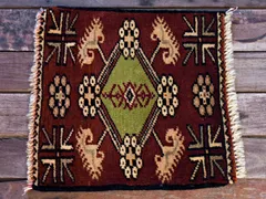 RAGB073 ヴィンテージ ミニラグ トライバルラグ 絨毯 36cm×36cm