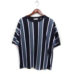 タケオキクチ TAKEO KIKUCHI 配色 ストライプ Tシャツ カットソー 半袖 丸首 M ブラック 黒 /FT28