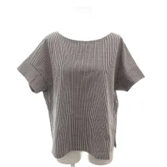 23区 オンワード樫山 美品 カットソー  38 グレー 灰色 ストライプ柄 ボートネック 半袖 6512930 /HW ■GY58