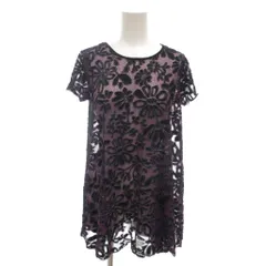 グランドサクセス GRAND SUCCES 美品 チュニック カットソー 38 紫 パープル 半袖 花柄 ラウンドネック /SJ ■GY60