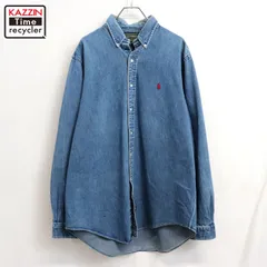 90s vintage RALPH LAUREN ポロカントリー POLO COUNTRY ボタンダウン デニムシャツ メンズ 表記XLサイズ