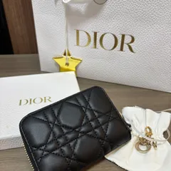 ★ Christian Dior レディディオール カナージュ レザー コインケース カードケース ブラック 付属品あり