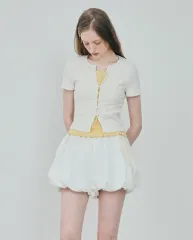 下hane リーヴド ボタン ニット カーディガン ミルク 新品 mサイズ