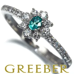 パライバトルマリン 0.07ct ダイヤ ダイヤモンド 0.20ct フラワー リング Pt900 #173390 限界値下げ品