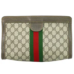 本物 グッチ GUCCI オールドグッチ シェリーライン GGスプリーム クラッチバッグ セカンドバッグ ベージュ ブラウン Sherry Line バッグ 中古・