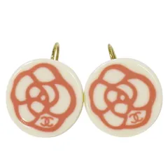本物 シャネル CHANEL カメリア ピアス プラスチック GP ゴールド メッキ アイボリー ピンク Camelli アクセサリー ジュエリー 中古・