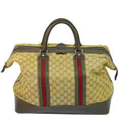 本物 グッチ GUCCI オールドグッチ シェリーライン GGキャンバス ボストンバッグ ハンドバッグ トラベルバッグ ブラウン Shelly Line バッグ 中古・