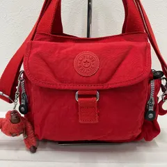 8776 KIPLING キプリング　ショルダーバッグ　２WAY　ワンショルダー　肩がけ　斜めがけ　レッド系　ゴリラチャーム付き　シンプルのサムネイル