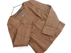 INDIVI インディヴィ 本革 レザー ノーカラー ジャケット size38/茶 ◇■ レディース