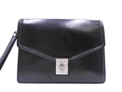 NINA RICCI ニナリッチ 本革 レザー フラップ クラッチ バッグ 黒 ■■ メンズ