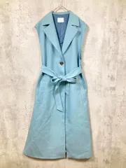 vis-'a-vis ビザビ サイドスリット入り ロング ジレ ベスト sizeS/水色 ■■レディース