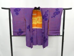 ◇KWH072 羽織 長羽織 正絹 紫色 古着 アンティーク