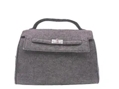 BEAMS HEART ビームスハート ウール調 ショルダー付き ハンド バッグ グレー ◇■ レディース