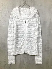 Sibra シブラ フリルレース×シアー フーディーカーディガン風トップス ジップアップ パーカー 白 ■■レディース