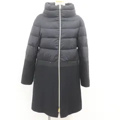 ITETS0VF558K HERNO ヘルノ ダウンコート レディース ブラック 黒 PI0680D ロングコート ウール 切り替え ラグラン袖 サイズ46 アウター