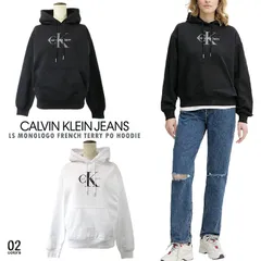 Calvin Klein Jeans モノグラムロゴフーディ レディースパーカー LS MONOLOGO FRENCH TERRY PO HOODIE プルオーバー パーカー レディースパーカー リラックス 裏毛 ギフト プレゼント