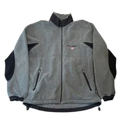 90s~00s POLO SPORT Fleece JKT ポロスポーツ フリースジャケット M 灰 gray 星条旗 古着