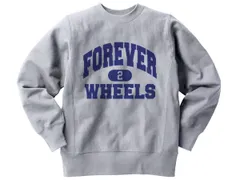 リバース縫製 サイドリブ FOREVER 2 WHEELS SWEAT GRAY/グレー ヴィンテージ ビンテージ スウェット トレーナー カレッジロゴ カレッジプリント ハーレー トライアンフ ducati bsa bmw チョッパーバイク バイカー