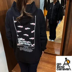 go slow caravan ウーパールーパー USA/C スクエア LOGO バックプリント ZIP フーディー ☆ メンズ ユニセックス シャツ ジップ パーカー 女子ウケ