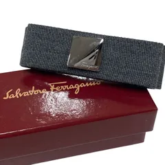 良品 Salvatore Ferragamo サルヴァトーレフェラガモ バレッタ 髪飾り ヘアクリップ シルバー グレー ヘアアクセサリー 箱付き