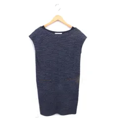 アンタイトル UNTITLED ワンピース 総柄 ロング ボートネック プルオーバー フレンチスリーブ 半袖 2 ネイビー 紺 /TT36