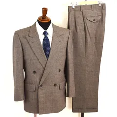 バーバリー 4つボタン ダブルスーツ S A4 ダークグレージュ 千鳥格子 袖口4つ釦 開き見せ BBD41-300-55 合物 春秋 6XA029 【送料無料】【中古】【メンズビジネス】202601