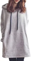 aspersio アスペルシオ 長袖 パーカー ワンピース フード付き レディース パーカーワンピ 長そで ポケット (グレー,  M)