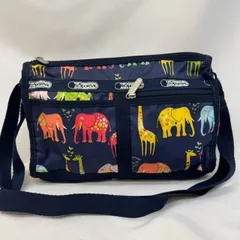 K【LeSportsac】レスポートサック アニマル柄 ショルダーバッグ マザーズバッグ ネイビー