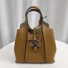 TOD'S T タイムレス レザー ショッピング バッグ ミニ ハンドバッグ　ブラウン　ショルダーバッグ
