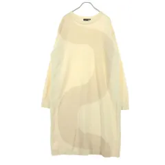 美品 UNIQLO ユニクロ marimekko コラボ ツートンカラー 長袖 ニット ワンピース L アイボリー ユニクロ レディース 古着