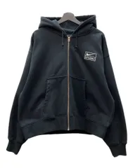 ナイキ NIKE × Stussy ステューシー WASHED FLEECE ZIP HOODIE フリース ジップ フーディー ストーンウォッシュ ジップアップ パーカー 黒 FJ9175-010 パーカ ロゴ ブラック Mサイズ 104MT-2634