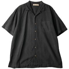 Tommy Bahama シルク 総柄 バック刺繍 開襟 シャツ 黒 木ボタン - メルカリ