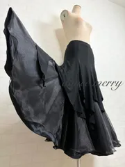 新品　社交ダンス　黒　豪華　スカート　レッスン　パーティ　タンゴ　ステージ　3263