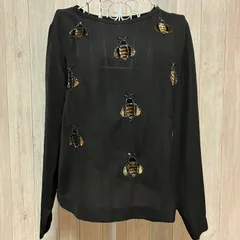 【 H&M 】エイチアンドエム　トップス　スパンコール　ビーズ　ハチ　ブラック