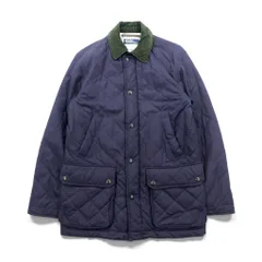 Polo Ralph Lauren 90年代 中綿 キルティングジャケット L ネイビー 襟コーデュロイ ダブルジップ チンストラップ エルボーパッチ 裏地チェック