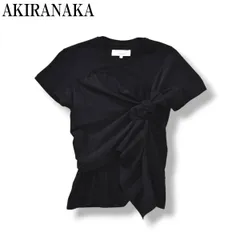 日本製 アキラナカ AKIRANAKA 半袖 ドレープ ノット Tシャツ カットソー トップス アシンメトリー デザイン デザイナーズ 1 ブラック レディース ♪のサムネイル