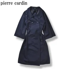 ピエールカルダン pierre cardin ligne ワイドスリーブ コットン ポリエステル ベルト付き トレンチコート スプリングコート オーバーコート 44 ネイビー レディース ♪のサムネイル