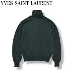 【上質】 80s90sヴィンテージ イヴサンローラン YVES SAINT LAURENT  タートルネック カシミヤ ニット セーター トップス 福助期 デザイナーズ モード アーカイブ L グリーン メンズ