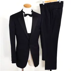 伊製 カノニコ Super110's生地 タキシードスーツ シングル 5点セット L A7 ダークネイビー 結婚 ウエディング ブライダル 57820  5XI039 【中古】【メンズビジネス】202509