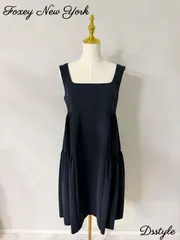 美品★★FOXEY /フォクシー レディエンパイア ワンピース42 ネイビー☆エンパイアデザイン☆伸びが良くシワになりにくいストレッチスムース☆すっきり見える 美シルエット★★