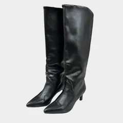 Menue ワイドシャフト ロングブーツ ブラック メヌエ S 22.5cm ブーツ レディース 55026