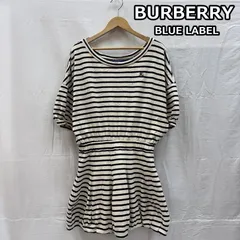 バーバリー・ブルーレーベル ドルマンスリーブ バルーン スカート ワンピース ボーダー ホース 刺繍 ロゴ E1P61-101-02 レディース 38 ISItems【USED】【古着】【中古】50151639