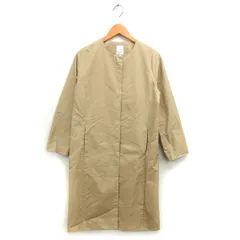 テチチ Te chichi ノーカラー コート アウター ロング コットン混 ホック 薄手 シンプル M ベージュ /NT6