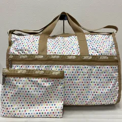 8839　LeSportsac レスポートサック　ラージウィークエンダー　ボストンバッグ　ショルダーバッグ　ワンショルダー　肩がけ　斜めがけ　クロスボディ　ハンドバッグ　トートバッグ　手持ち　手提げ　ドット　水玉　総柄　カラフル　ホワイト　白　ベージュ