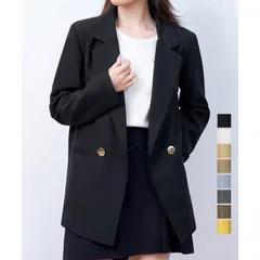 レディース ダブルボタンテーラードジャケット ミドル丈 シワになりにくい ビジネススタイル 通勤オフィス ダブルボタンテーラードジャケット ミドル丈 伸縮性抜群 着痩せ効果 春秋冬兼用 多サイズ展開 重ね着に最適 日常使いmin#