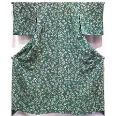 ☆4804☆ 紬 袷仕立て 暗い緑 カエデ 和装 和服 着物 - メルカリ