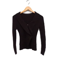 アナイ ANAYI ニット フリル カーディガン 無地 ウール 38 ブラウン 茶 /FT48